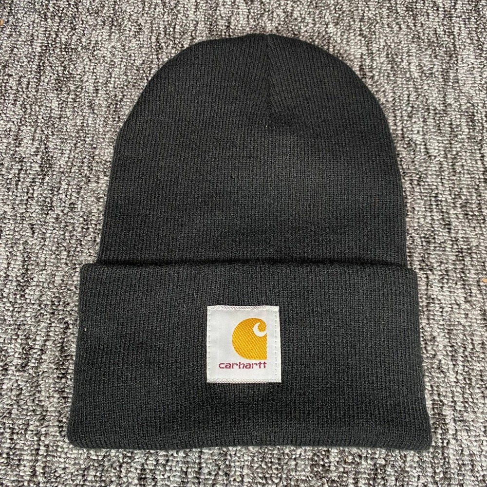 Carhartt A18 Acrylic Watch Hat Beanie Unisex OS Black Knit Logo Workwear Winter
